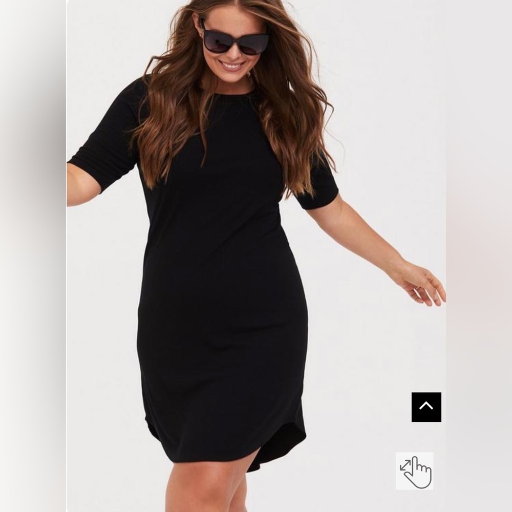 NWT TORRID Black Mini Rib Knit Tee Shirt Dress. Sz 2